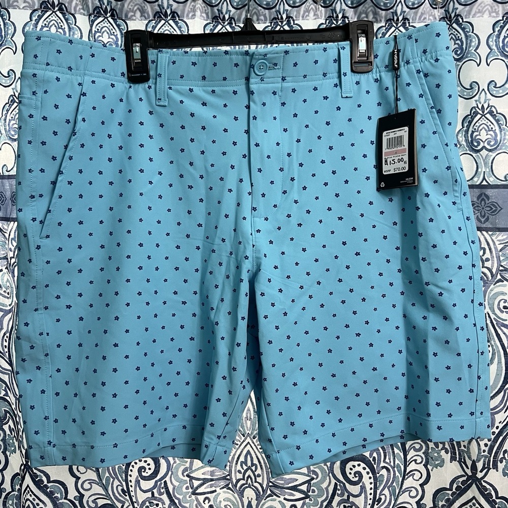Under Armour UA Drive Printed Tapered Shorts Men 40 Blue Floral Golf Performance